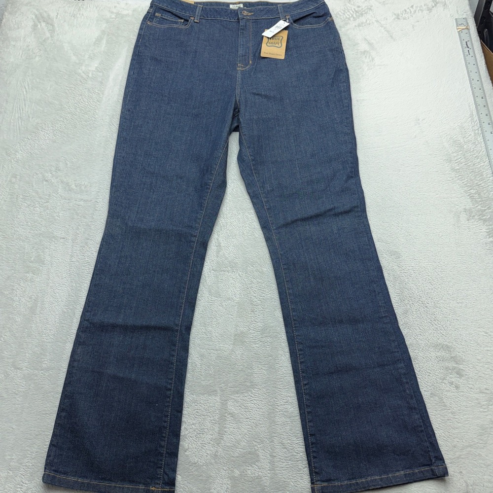 NEW L.L.Bean Jeans Womens 18 Tall Blue True Shape Denim Classic Fit Kick Bootcut